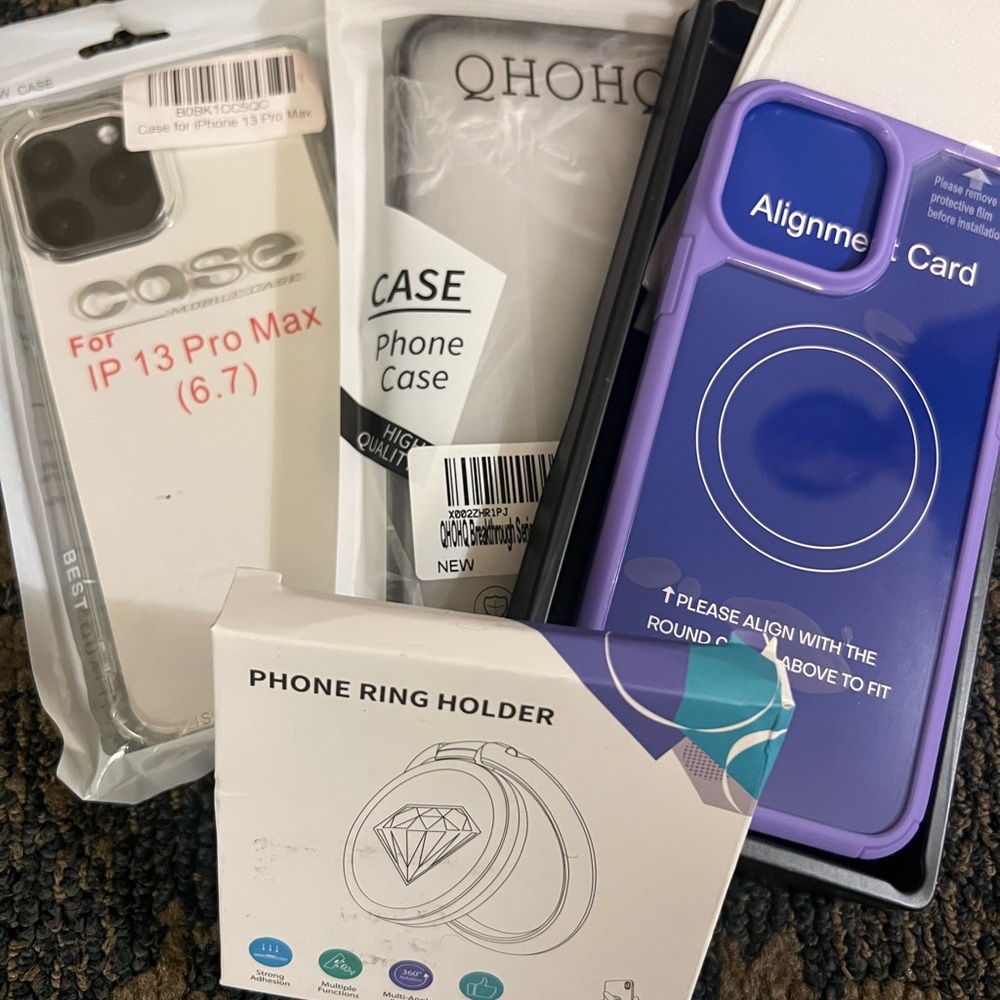 3 Iphone 13 ProMax phone cases an phone ring holder
